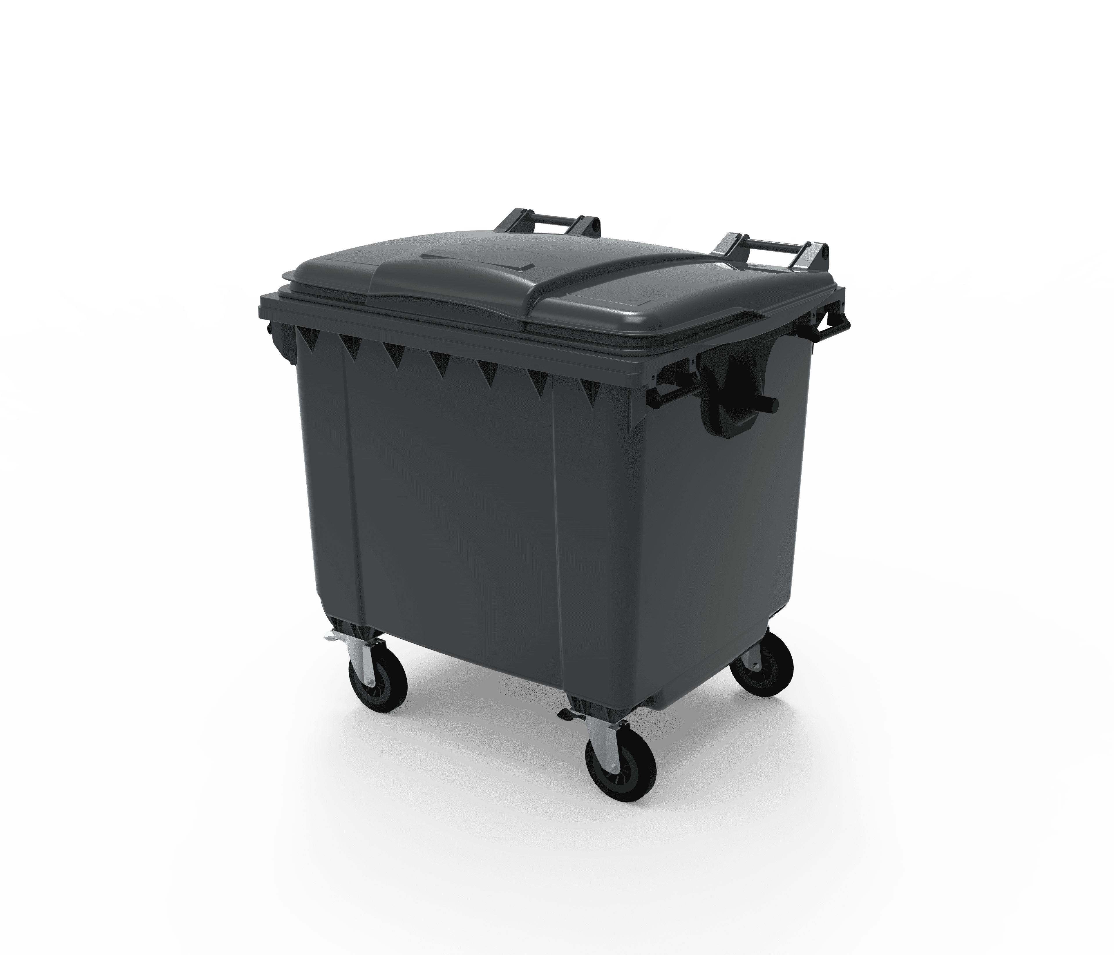 Контейнер для ТПВ, ESE, 1100 л, з плоскою кришкою, сірий, із замком